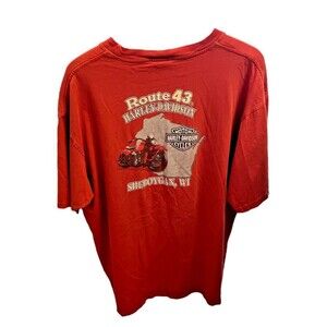 Vintage Harley Davidson Mens T-Shirt Route 43 WI Motorcycle Double Sided Size XL